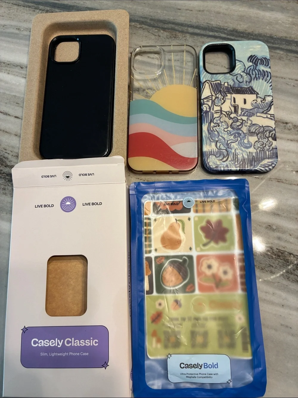 New iPhone 14 case lot Casely brand new black UEC rainbow and Van Gogh